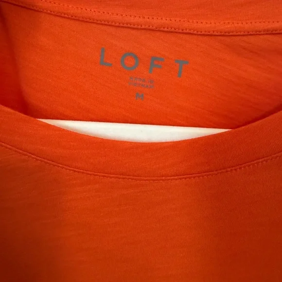 LOFT NWT Women's Orange Ruffle Sleeve Top - Picture 4 of 6
